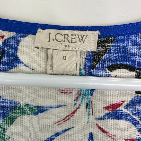 J Crew Factory Tropical Floral Linen Blend Peplum Sleeveless Top. Size 0 - Picture 2 of 10